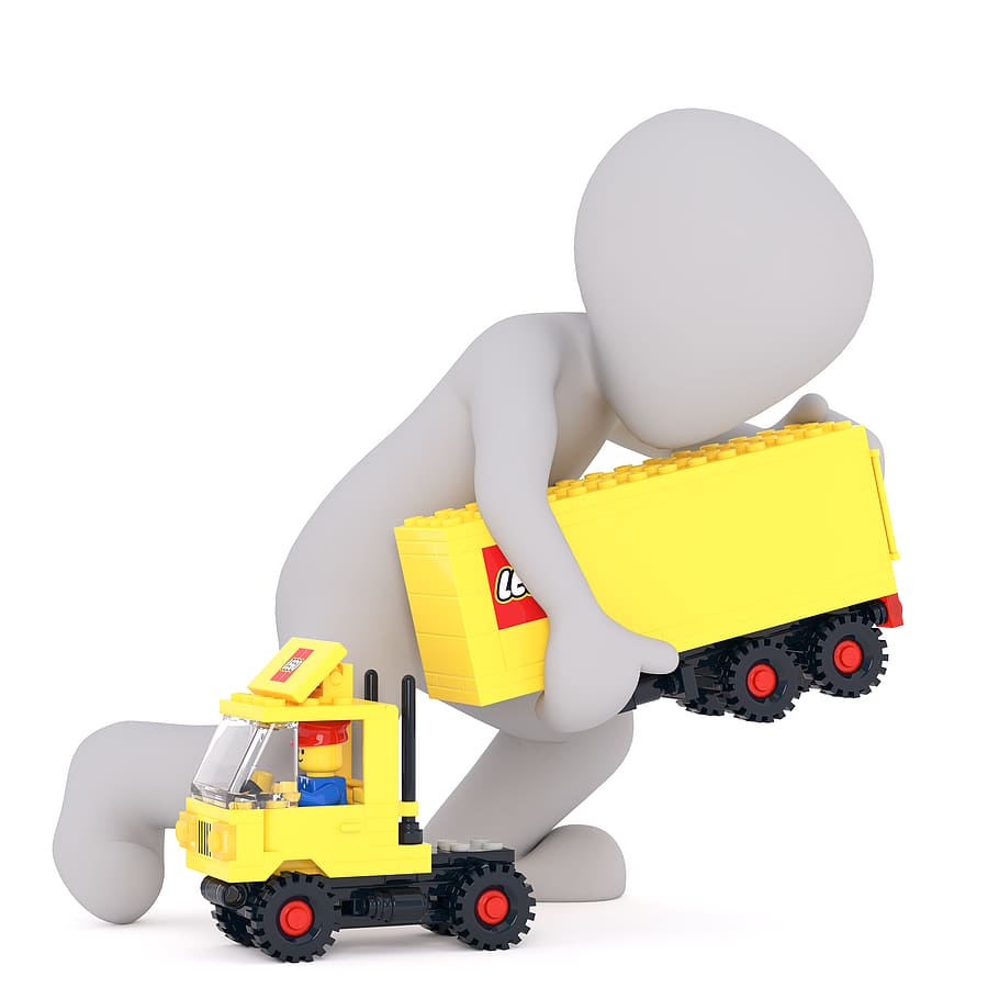 persona, llevando, ilustración de camión de juguete de Lego, Lego, Juguetes, Jugar, Conductor de camión, camión, profesiones, hombre blanco