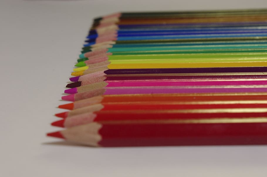 kantor, sekolah, pensil warna, anak-anak, warna, pensil, multi-warna, kayu - Bahan, peralatan, kuning