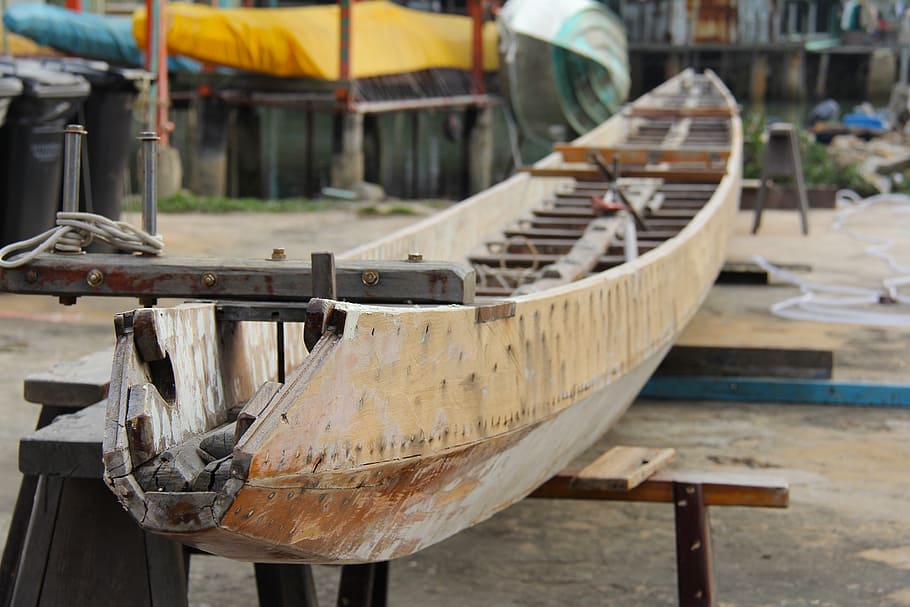 wood, boat, custom made boat, tai o village, fishing village, fishing, hong kong, new boat, village, beautiful
