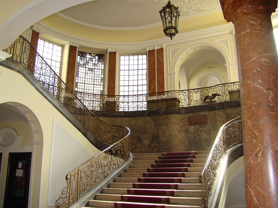 white, brown, staircase, inside, room, architecture, stairway, columns, indoor, luxurious