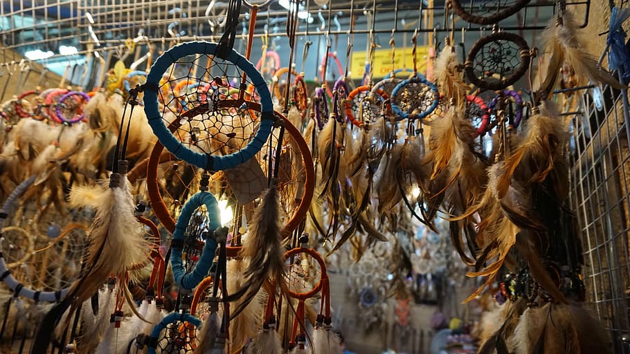 pile of dreamcatchers, the dream, catcher, dream, indian, tribal, feather, ornament, ethnic, dream catcher