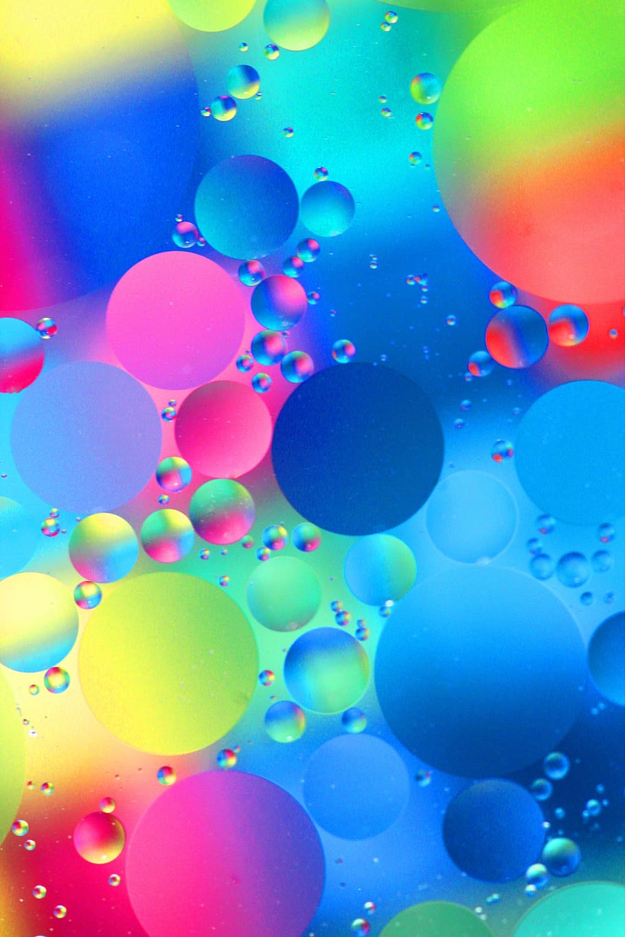 abstract, macro, reflections, patterns, neon, colorful, oil, water, floating, orbs