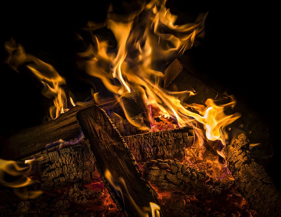 fogueira durante a noite, fogo, chama, queimar, quente, calor, marca, brasas, grelha, fogo da páscoa