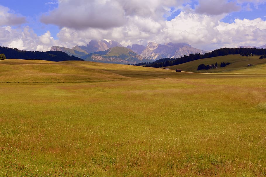 prato, prairie, dolomites, mountain, clouds, grass, expanse, environment, landscape, scenics - nature
