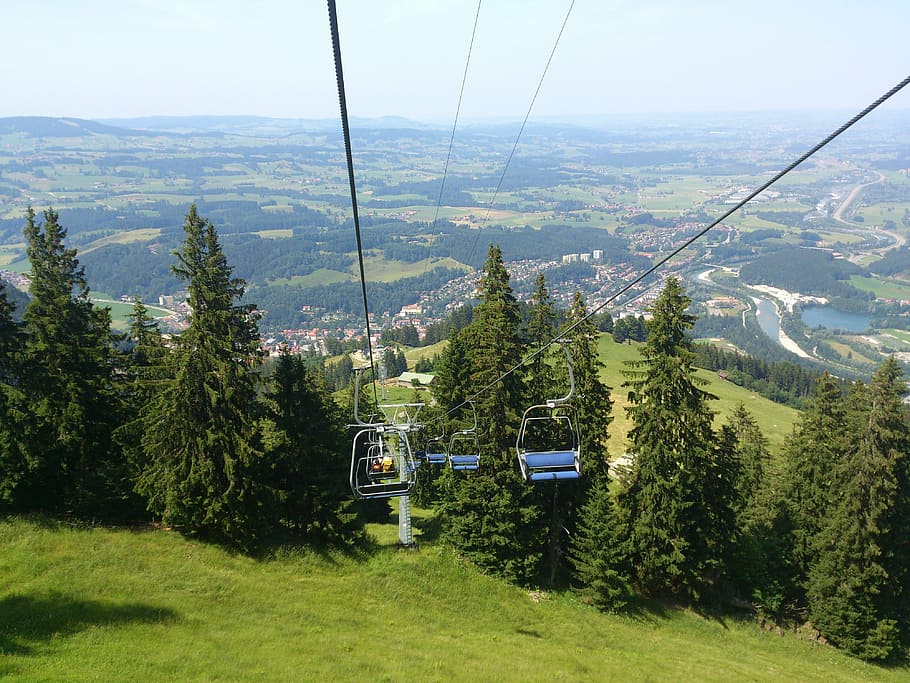 chairlift, immenstadt, lunch train, mountains, tree, plant, overhead cable car, mountain, cable car, scenics - nature