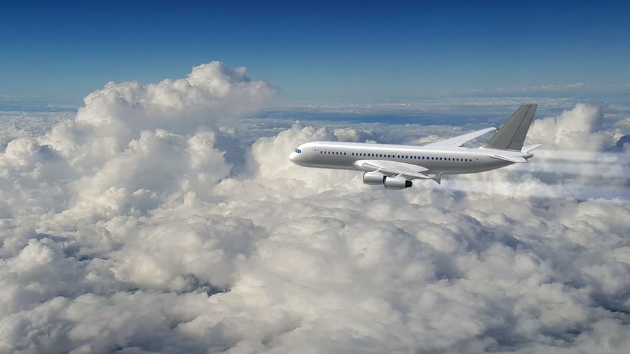 avión desde arriba, nubes, aviación, avión comercial, transporte, vehículo aéreo, vuelo, aire, cielo, viaje