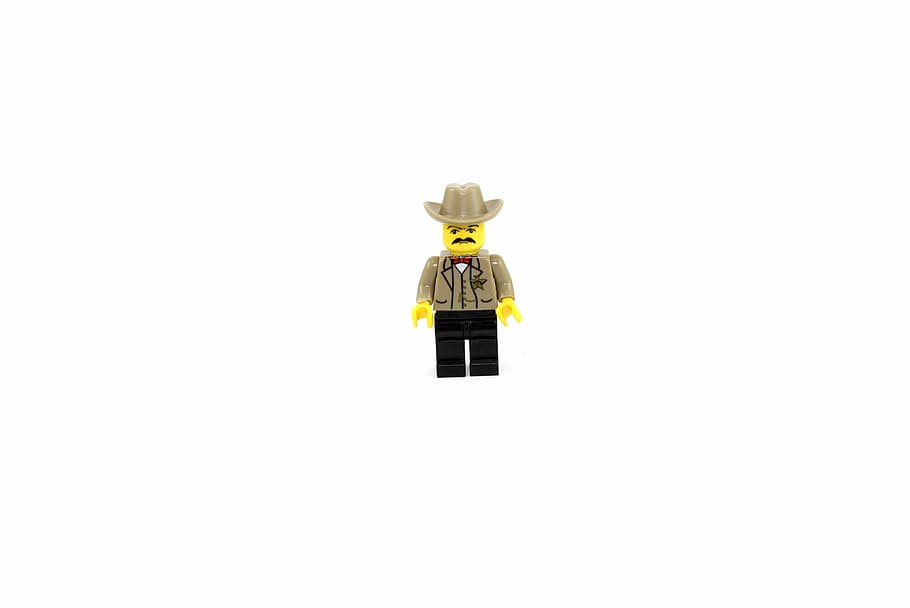 lego mini figure, sheriff, lego, west, isolated, white, studio, trust, pedigree, nose