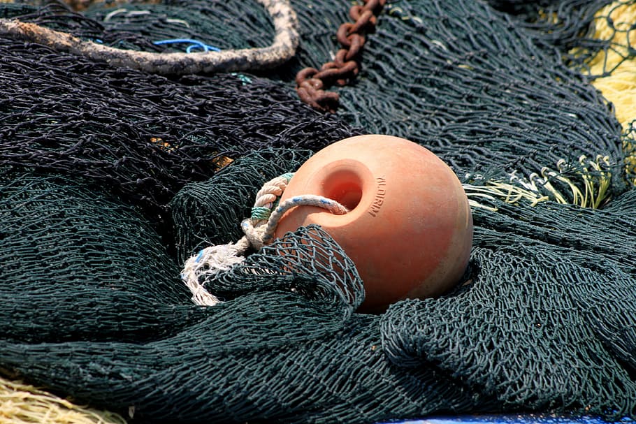 network, fisherman, fishing net, cast net, fishing, pontoon, rope, commercial Fishing Net, buoy, high angle view