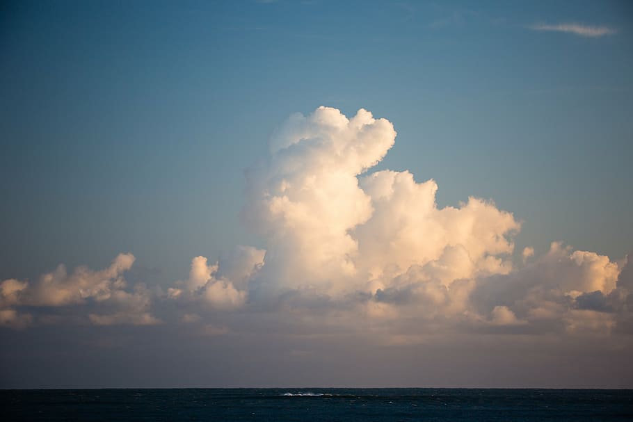 time lapse photography, white, clouds, sea, ocean, water, horizon, cloud, sky, nature