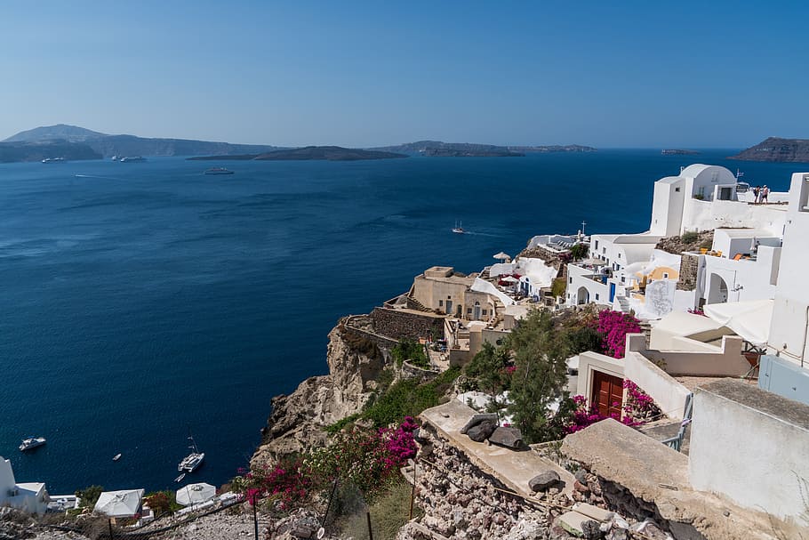 町 横 体 水 昼間 サントリーニ島 イア ギリシャ 風景 旅行 Pxfuel