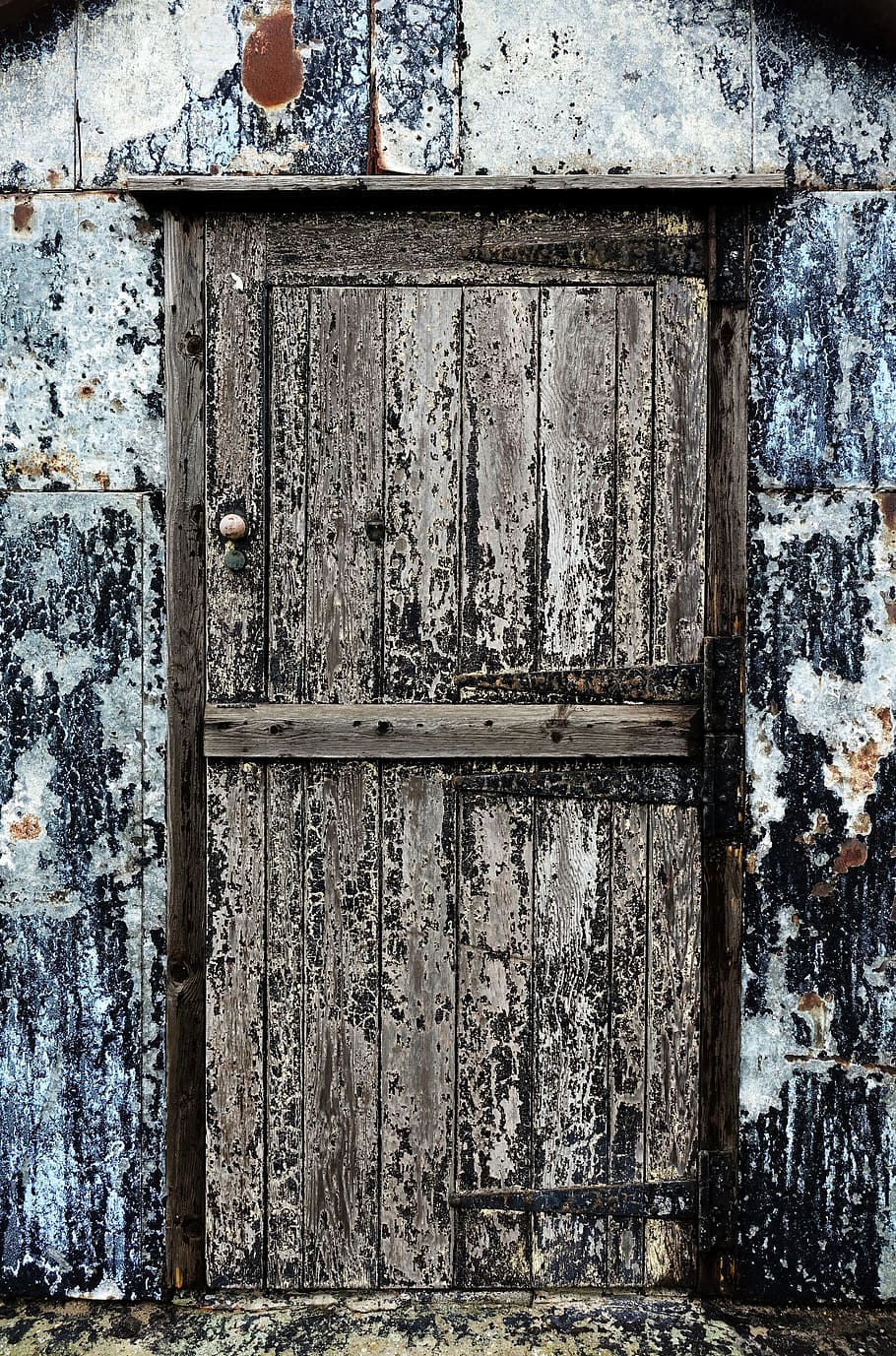ドア, 古い, テクスチャ, 緑青, 剥離, ペイント, 着用, 放置, 忘れられた, 小屋