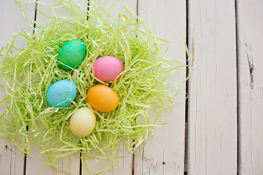 cinco huevos de pascua, huevos de pascua, coloridos, pasteles, pascua, feriado, primavera, celebración, color, tradición