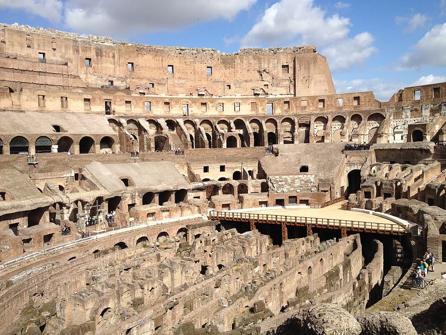 Roma, Italia, Colosseum, Di dalam, bawah tanah, tingkat bawah, kuno, sejarah, arsitektur, stadion