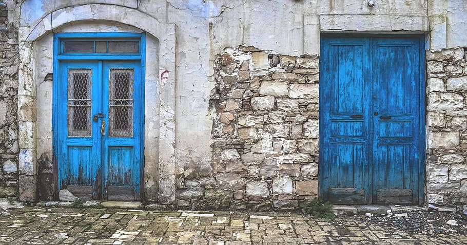 casa antigua, puertas, azul, arquitectura, edificio, abandonado, degradado, envejecido, decadencia, en mal estado | Pxfuel