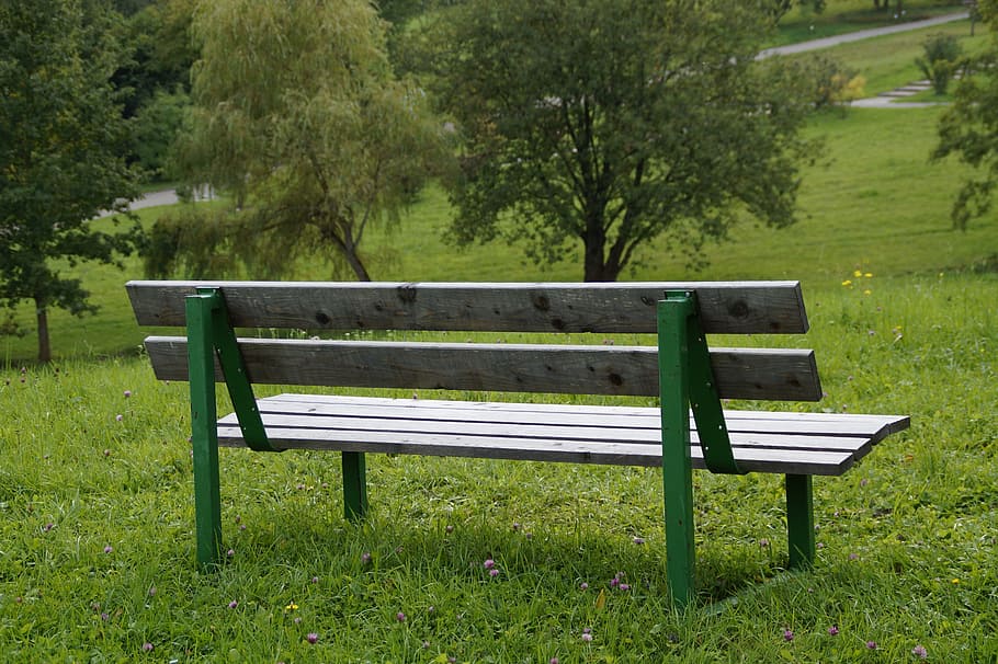 Descanso, recuperación, banco, asiento, sentarse, pausa de descanso, naturaleza, al aire libre, parque - Espacio creado por el hombre, hierba
