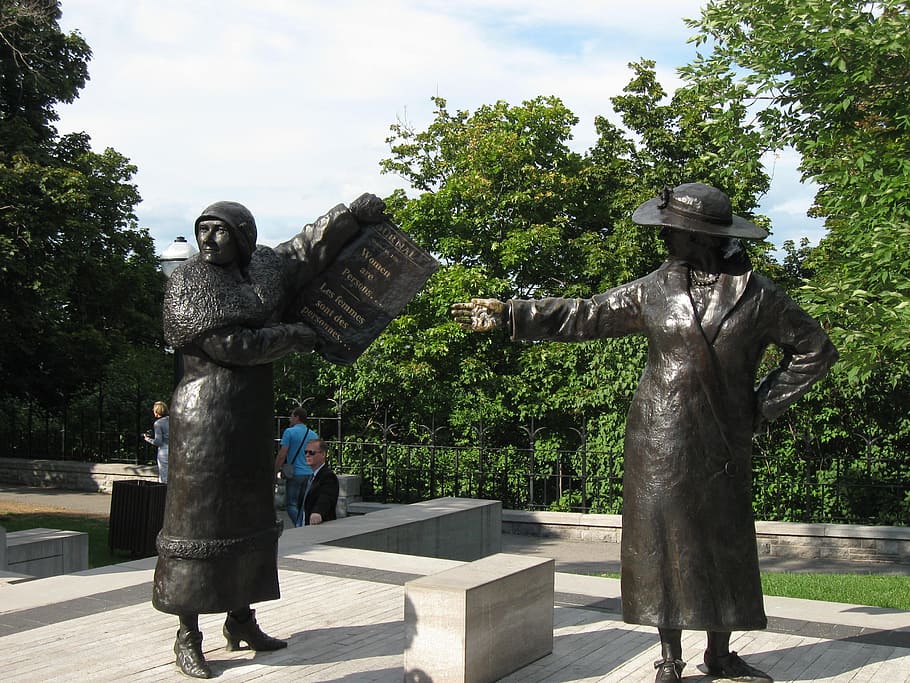 Estatuas, mujeres, monumento, famoso, declaración, símbolo, los cinco famosos, ottawa, las mujeres son personas, activistas