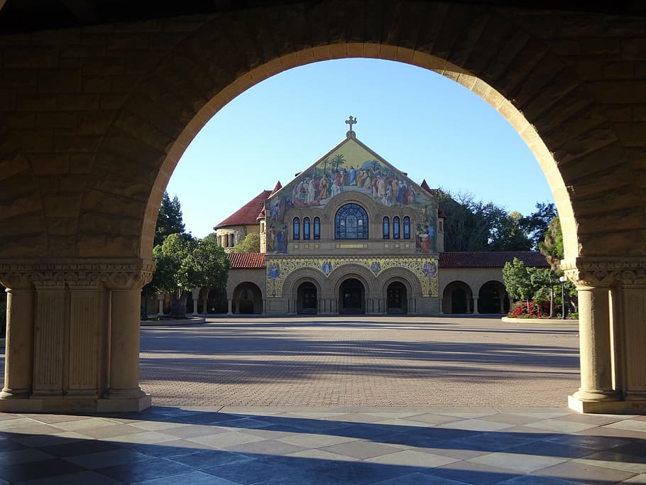 church, university, stanford, architecture, building, arch, built structure, building exterior, history, nature