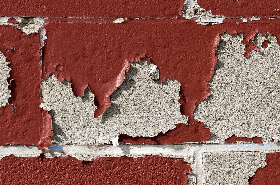 red, gray, concrete, wall, old, paint, cracked, chipped, peeling, vintage