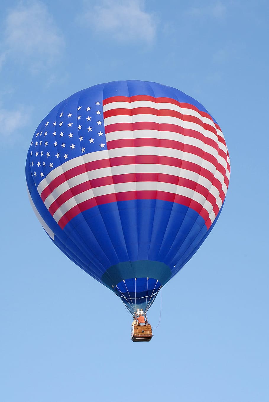 Hot Air Balloon, American Flag, america, blue, flag, patriotic, stripes, stars, flying, sky