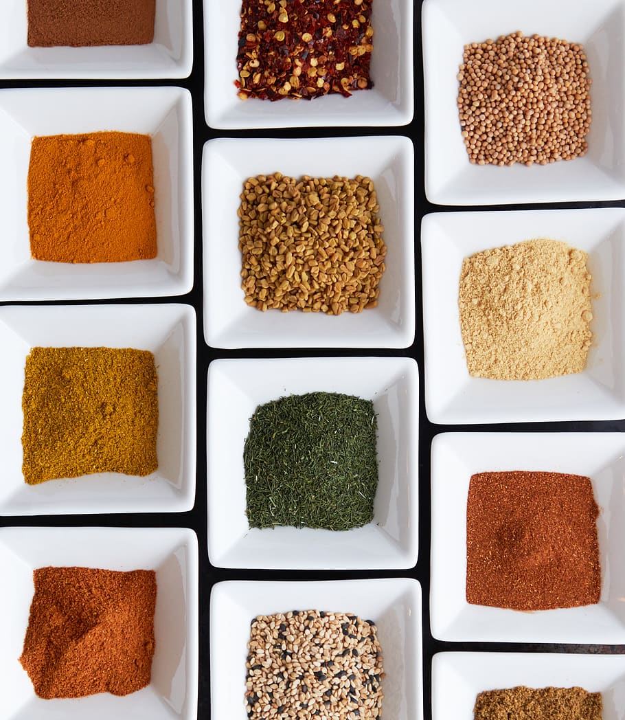 colorful, spices, background, herbs, seasoning, flavor, food, various, dry, ingredient