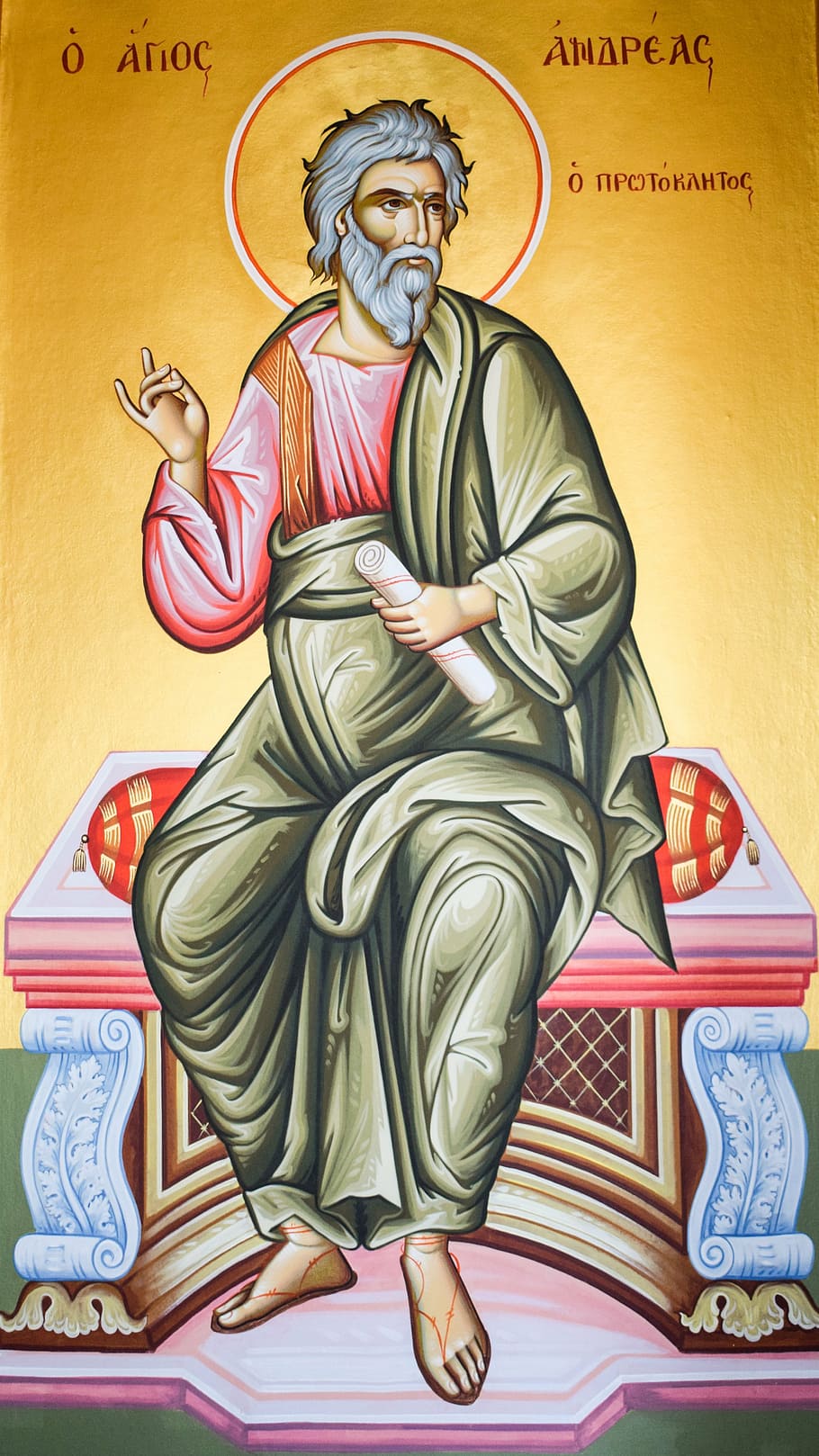 st andrew, saint, iconography, painting, byzantine style, religion, orthodox, christianity, church, ayios andreas