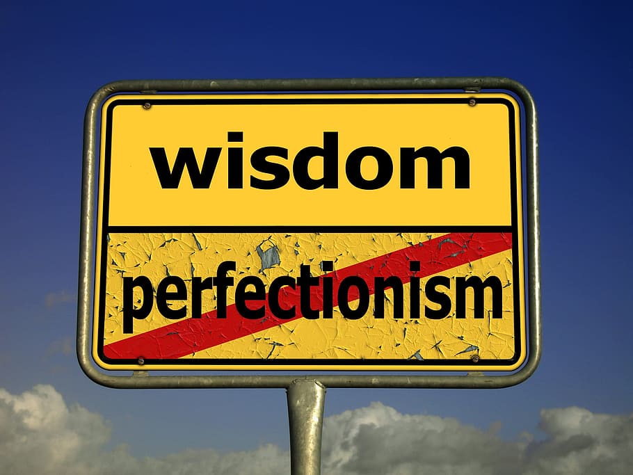amarillo, negro, señalización de la calle del perfeccionismo de la sabiduría, Sabiduría, Perfeccionismo, calle, señalización, señal de tráfico, meditación, perfecto