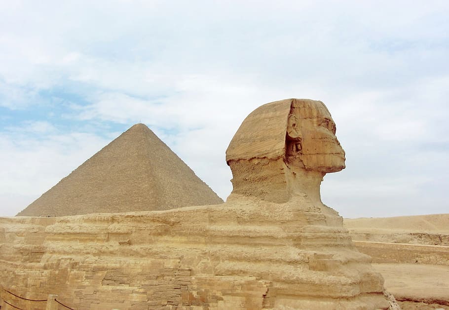 Pyramid, Egyptian, Sphinx, egypt, egyptian, sphinx, pyramids, stone, monument, old, culture