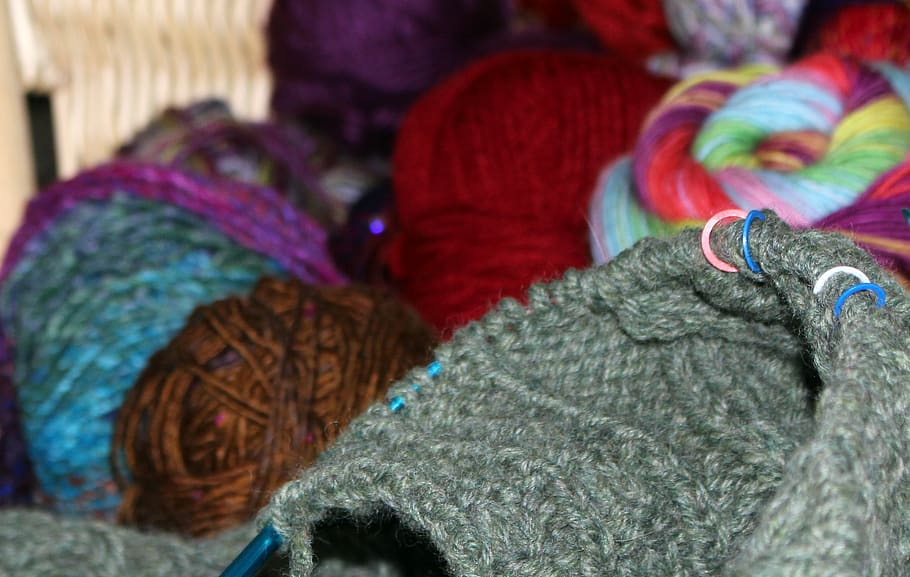 lã, tricô aran, cabo, marcadores, fios, camisola, malha, irlandês, tradicional, natural