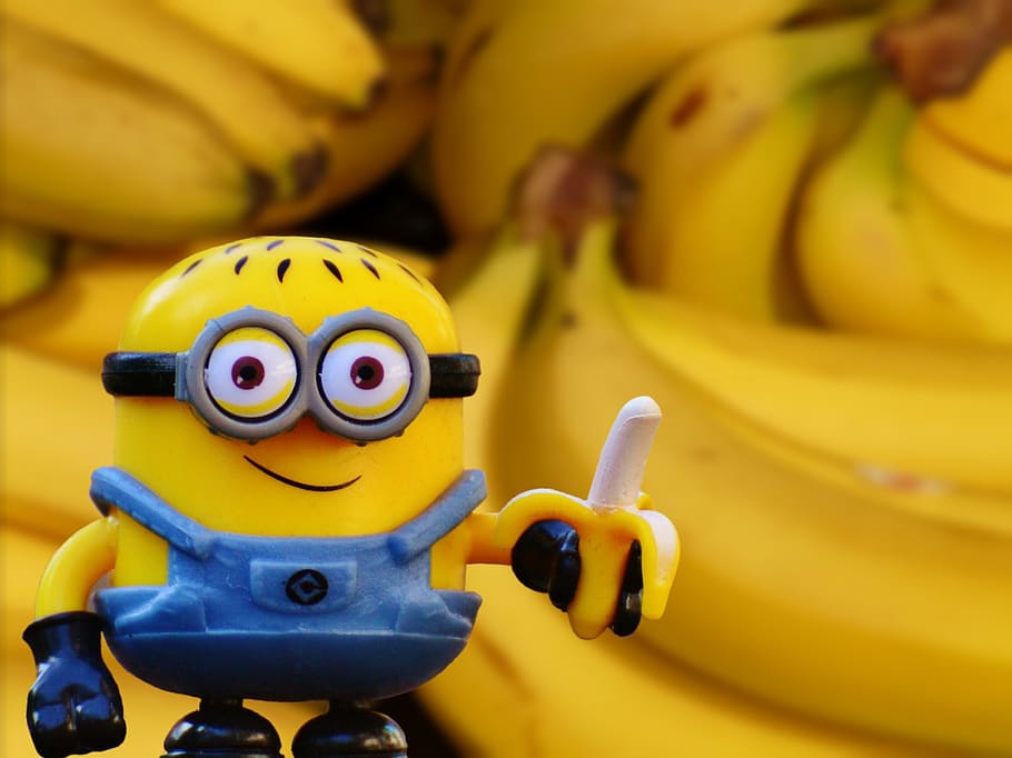 minion, banana, vitamins, fruit, healthy, shopping, cute, figure, funny, eat