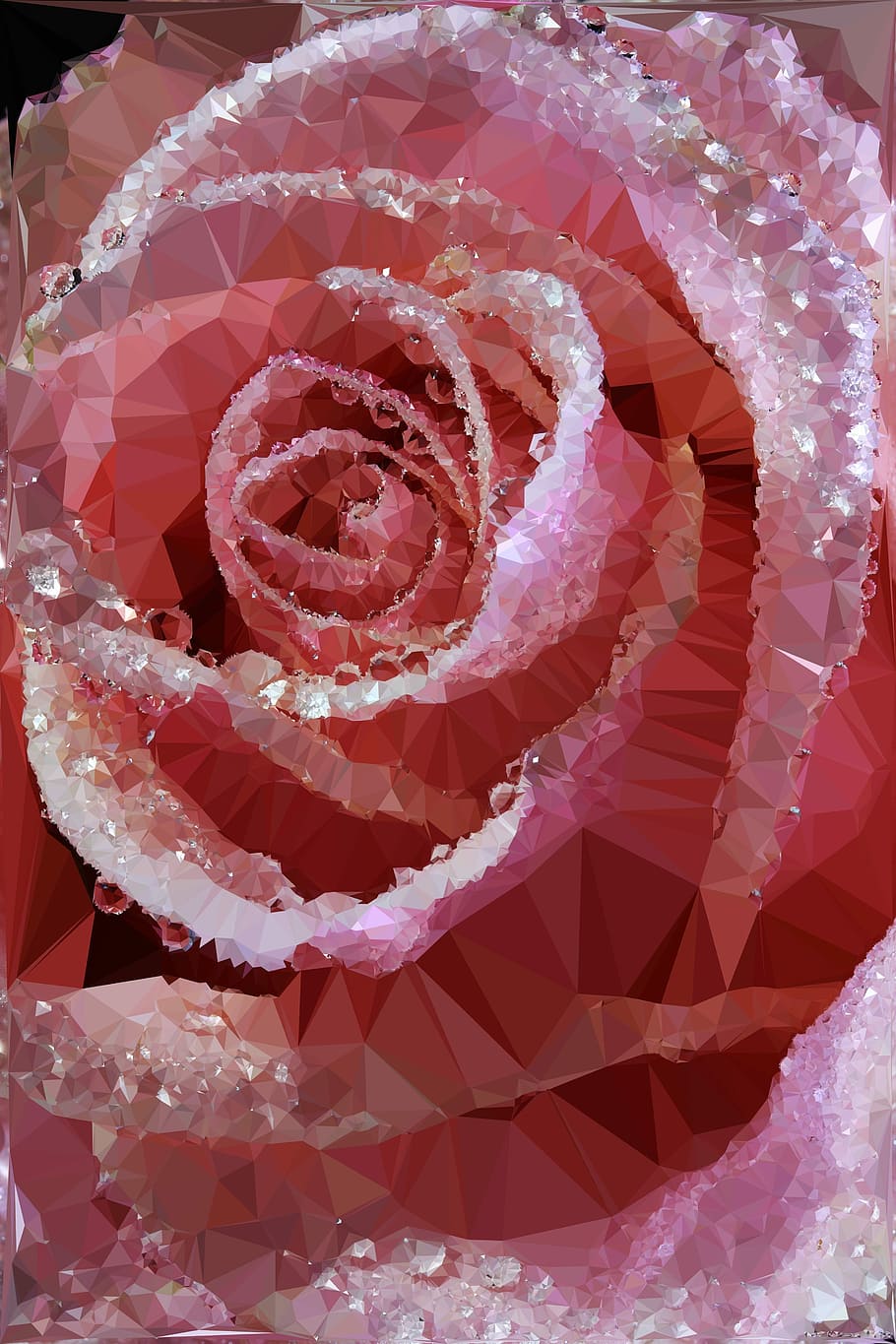Pink, Rose, Triangle, pink, rose, polygon art, flower, floral, love, romantic, valentine
