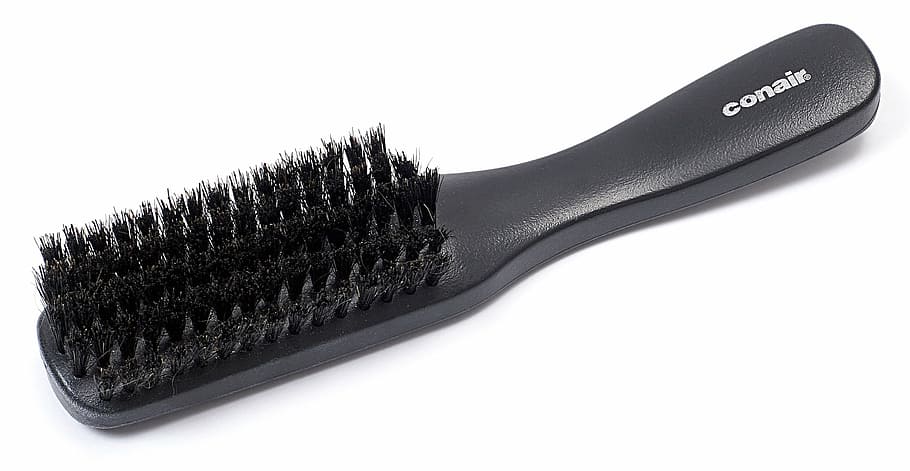black, conair hair brush, hair brush, conair, brush, single object, work tool, white background, black color, studio shot