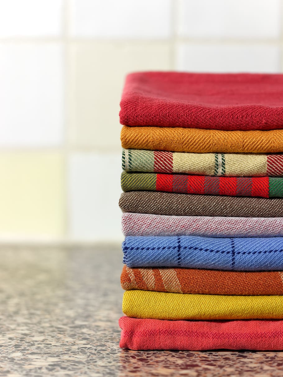 dish towels, cotton dish, kitchen towels, colorful, cotton, dish, kitchen, pile, sink, stack