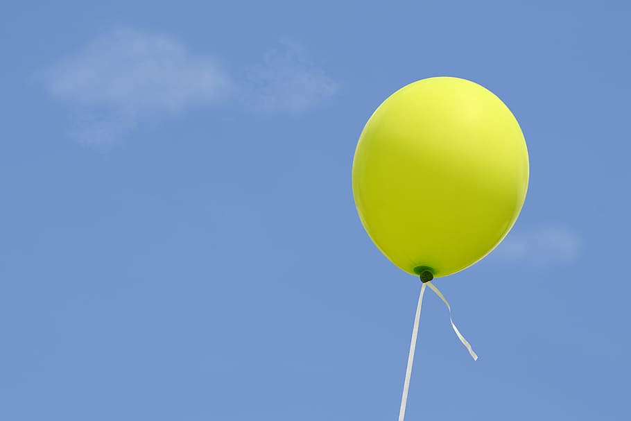 green, balloon, floating, sky, blue, fly, helium, flap away, air, rise