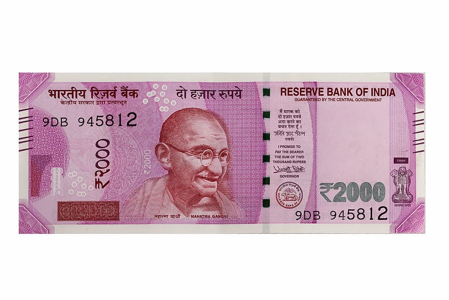 2000, indian, rupee, 9db, 945812, banknote, currency, india, new currency, money