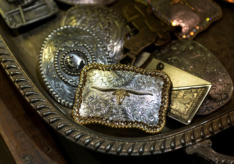 assorted, belt buckel lot, belts, carol m highsmith, belt buckles, metal, buckle, gold, western, cowboy