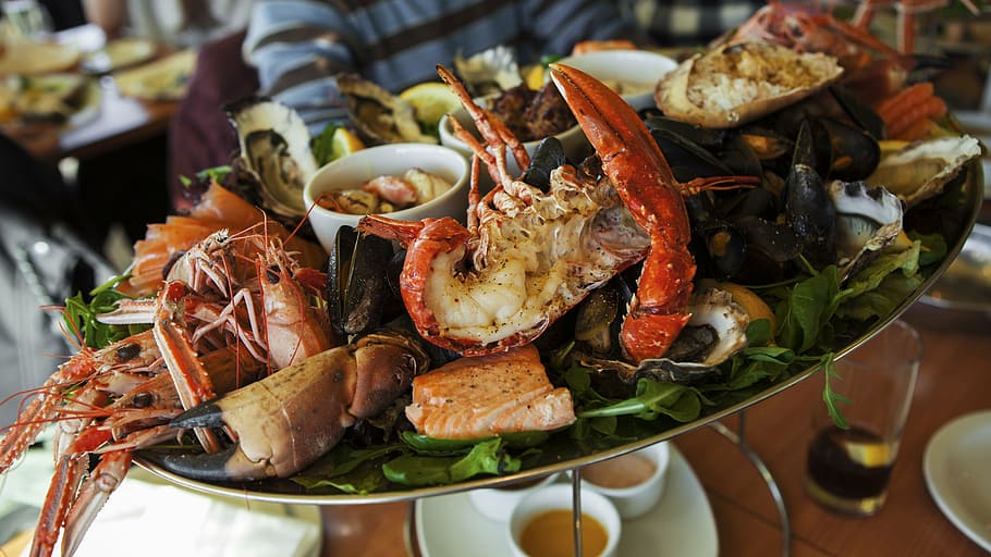 cooked, seafoods, sauces, united kingdom, scotland, auburn, seafood, lobster, seafood platter, assorted cold dishes