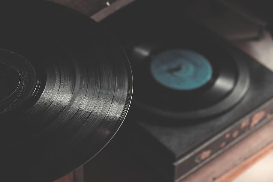 black turntable, electronics, music, music player, phonograph, phonograph record, player, record player, turntable, vintage