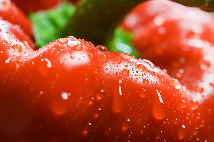red, paprika, close, Red Paprika, Water, Drops, Close Up, food, foodie, healthy