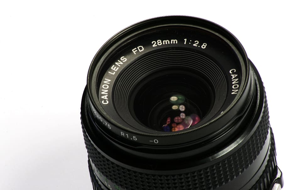 black, canon, lens, fd, 28mm, 1:2.8, camera, technical, photography, photograph