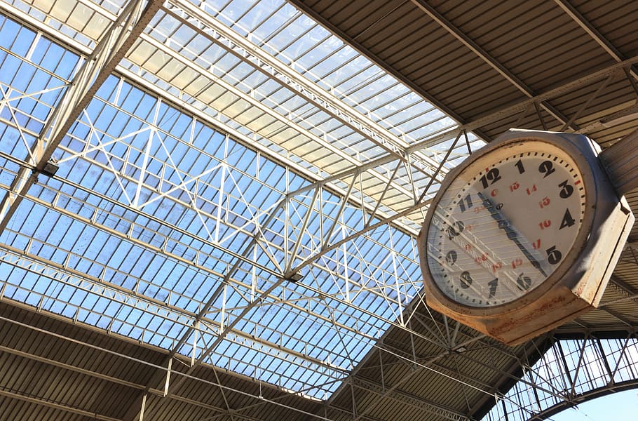 Portugal, Porto, Railway, Station, Roof, railway, station, architecture, clock, built Structure, indoors