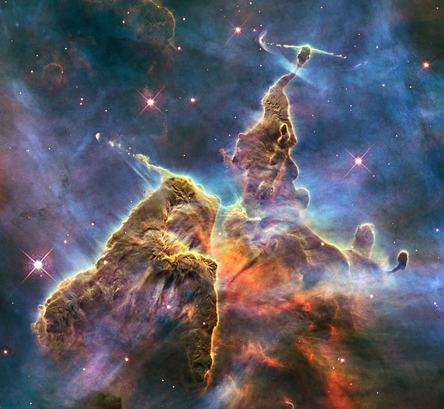carina nebula, space, gas, dust, hubble, telescope, cloud, cosmic, science, jets
