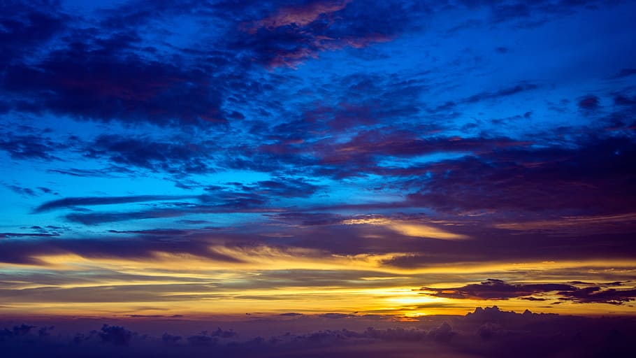 stratosphere, sunset, the clouds, aerial, cloud - sky, sky, scenics - nature, dramatic sky, beauty in nature, cloudscape