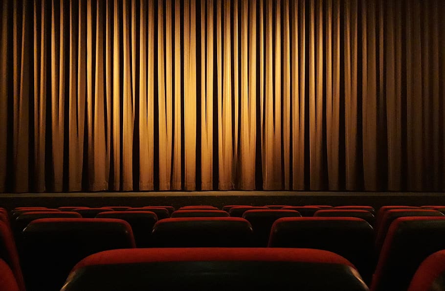 cinema, cortina, teatro, filme, plano de fundo, listras, estágio, vermelho, textura, audiência