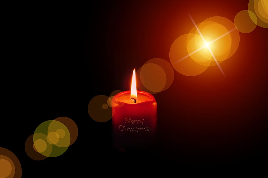 bokeh photography, red, merry, christmas pillar candle, advent, candle, bill, christmas, mood, atmosphere