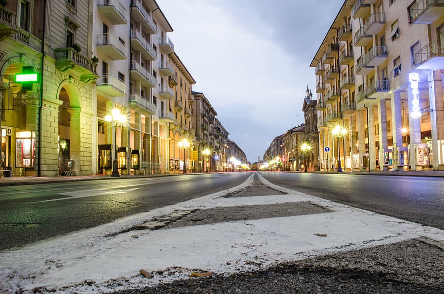 gray, paved, road, buildings, wedge, city, long exposure, asphalt, course, palaces