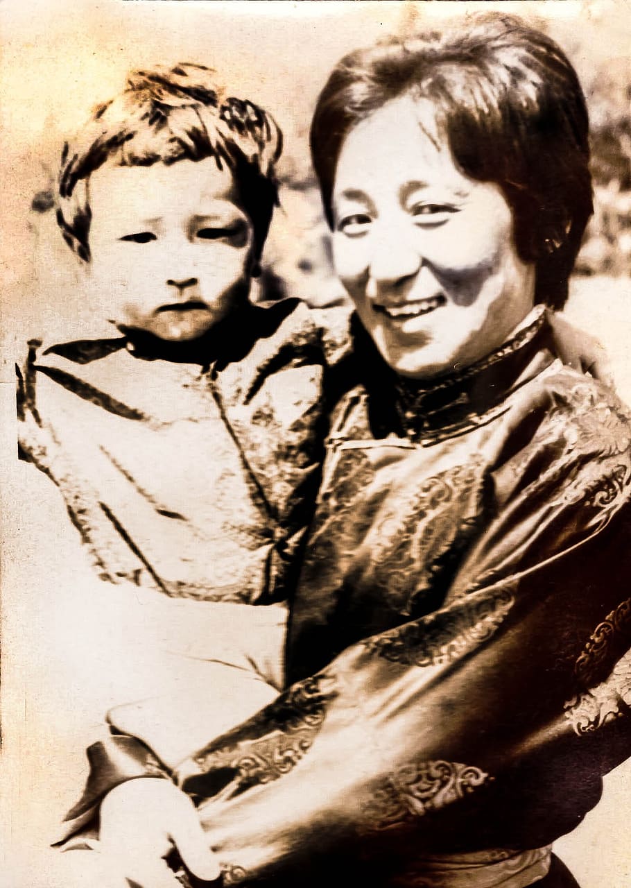 Old, Vintage, Photo, Scan, Classic, mongolian, kid, scanned, edited, black And White