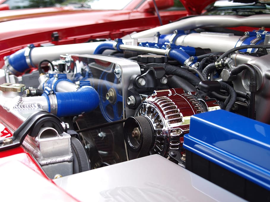 azul, compartimento del motor cromado, vehículo, cromo, tecnología, automóvil, motor, compartimiento del motor, supra, toyota