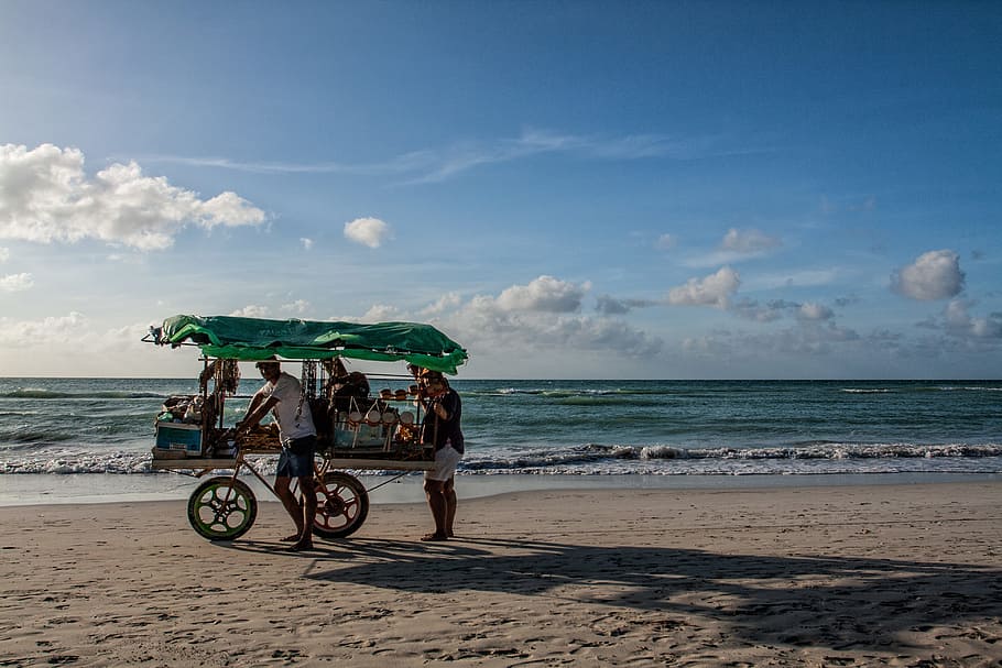 two, local, beach vendors, captured, varadero, cuba., vendors, was captured, on the beach, Varadero, Cuba
