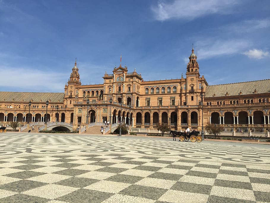 plaza, de, españa, Sevilla, Plaza de España, lugares de interés, espacio, históricamente, andalucía, arquitectura