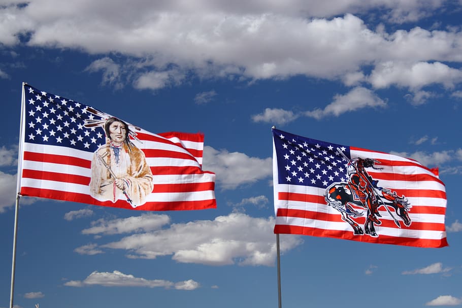 bendera, arizona, amerika serikat, lembah monumen, India, budaya, patriotisme, awan - langit, langit, bergaris